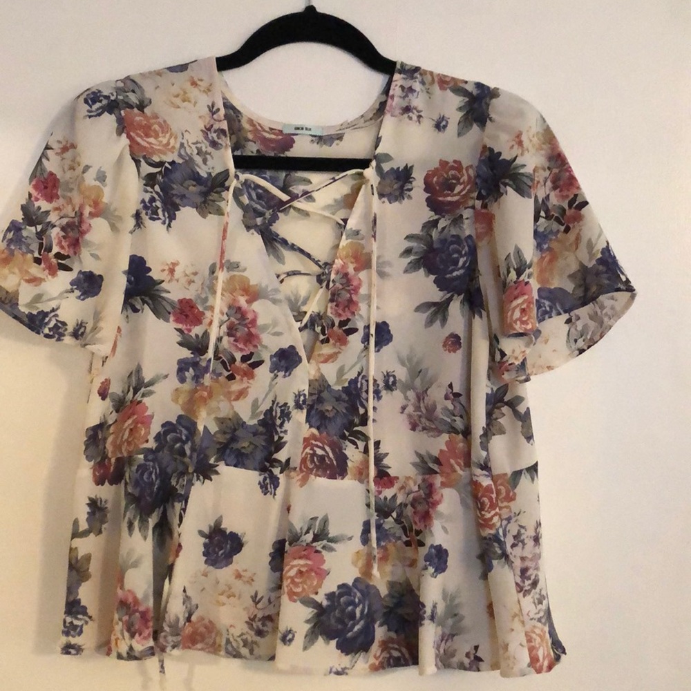 Kimchi blue floral ruffle shirt